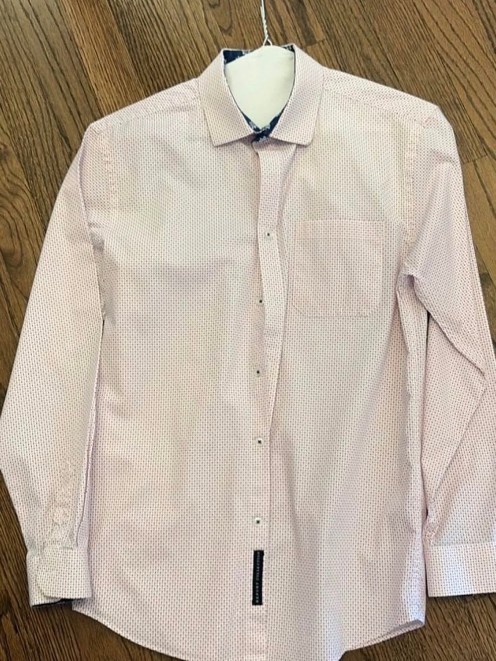 Report Collection Boys Size 16 Light Pink Micro-Print Button Down Shirt